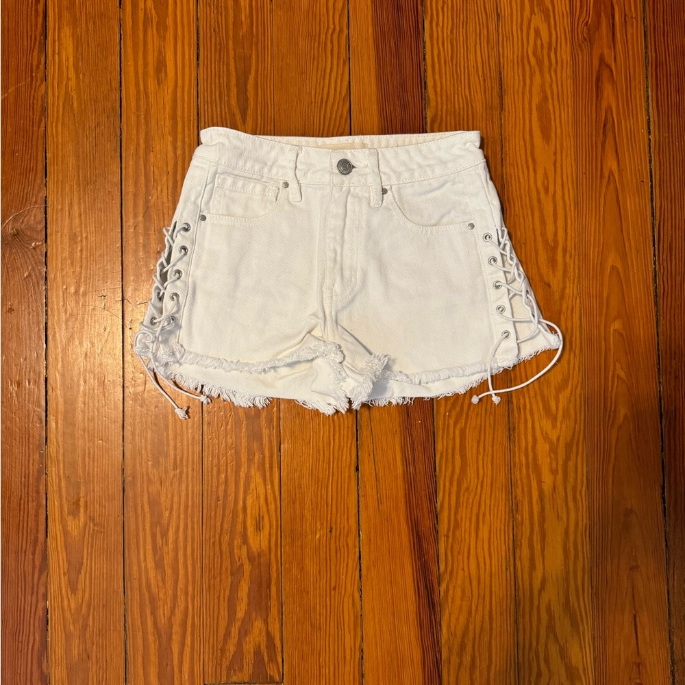 PacSun White Lace-Up Jean Shorts